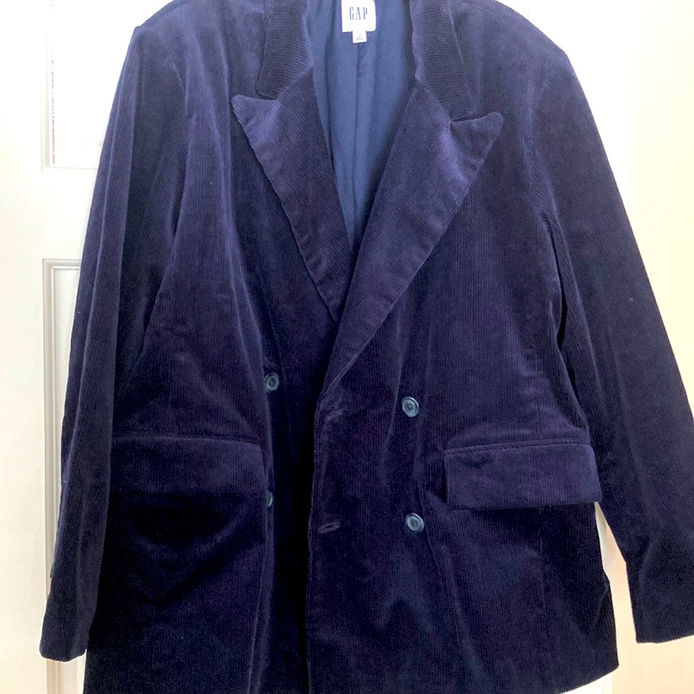 NWOT Navy Blue Double Breasted Corduroy Jacket. Size 18